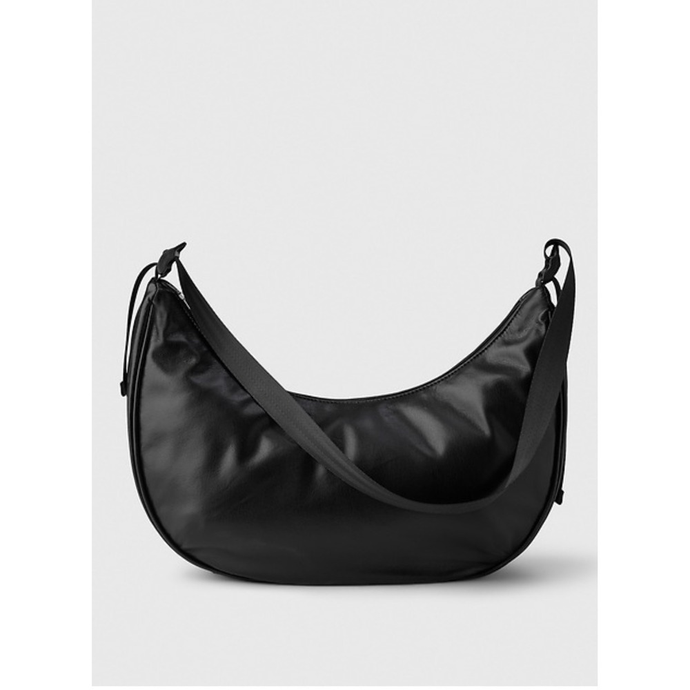 Gap Vegan Leather Sling Bag Black Crescent Crossbody Adjustable Strap NEW